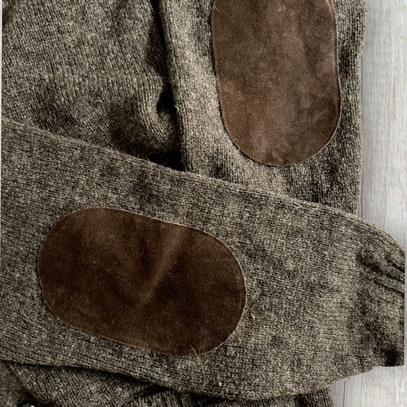 Vtg Eddie Bauer Wool Grandpa Cardigan Shawl Collar Sweater Elbow Patch XL Tall - Picture 6 of 9